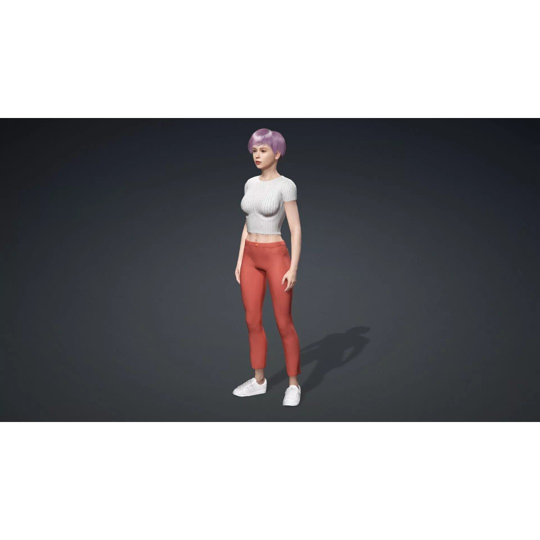 Modern Woman 3D Model – Realistic Rigged Character for Animation - View 12