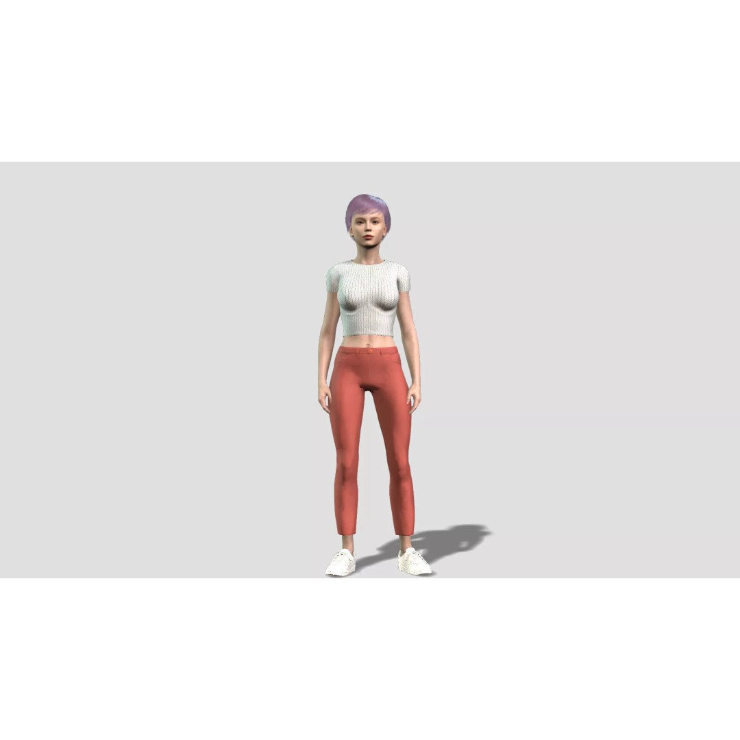 Modern Woman 3D Model – Realistic Rigged Character for Animation - View 2