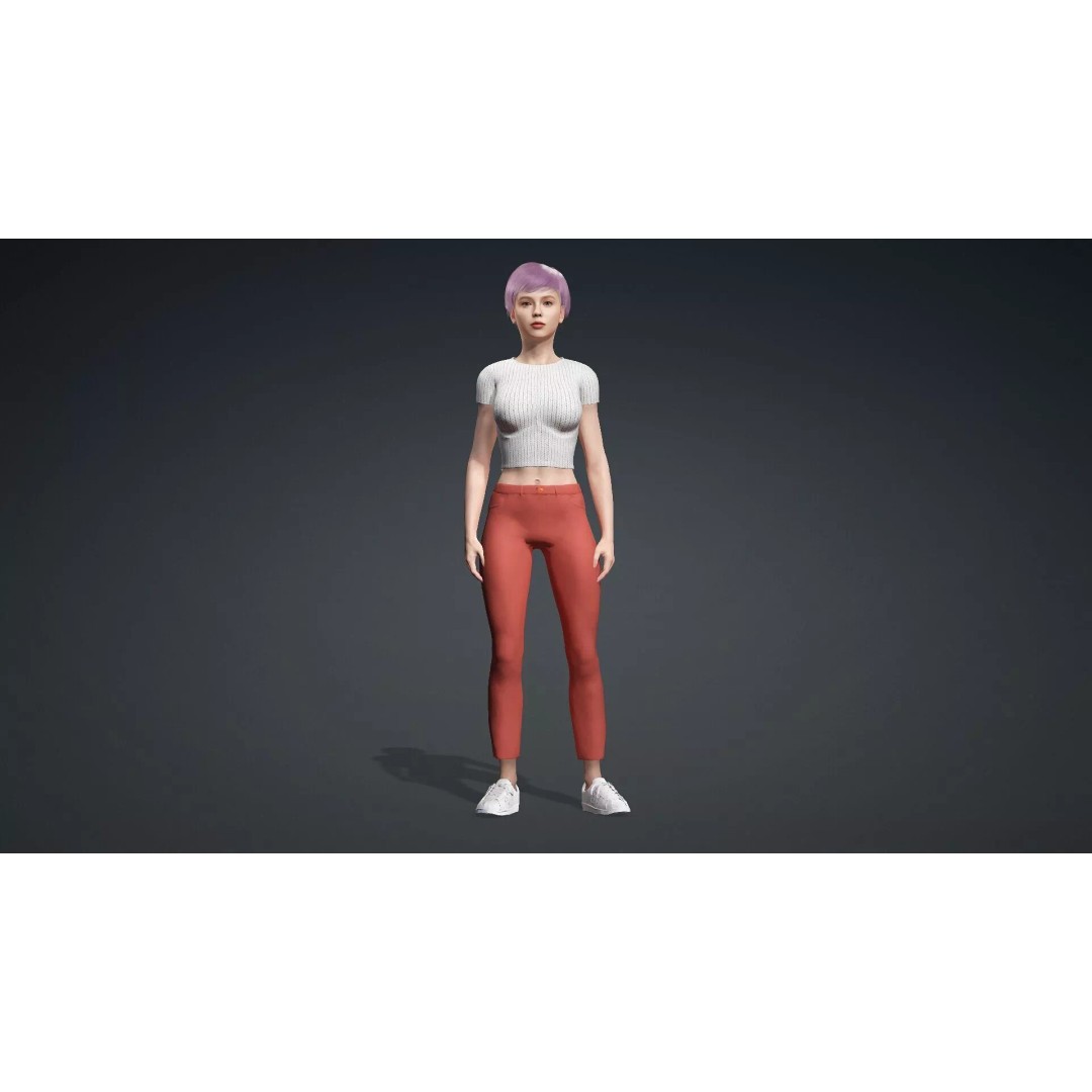 Modern Woman 3D Model – Realistic Rigged Character for Animation - View 3