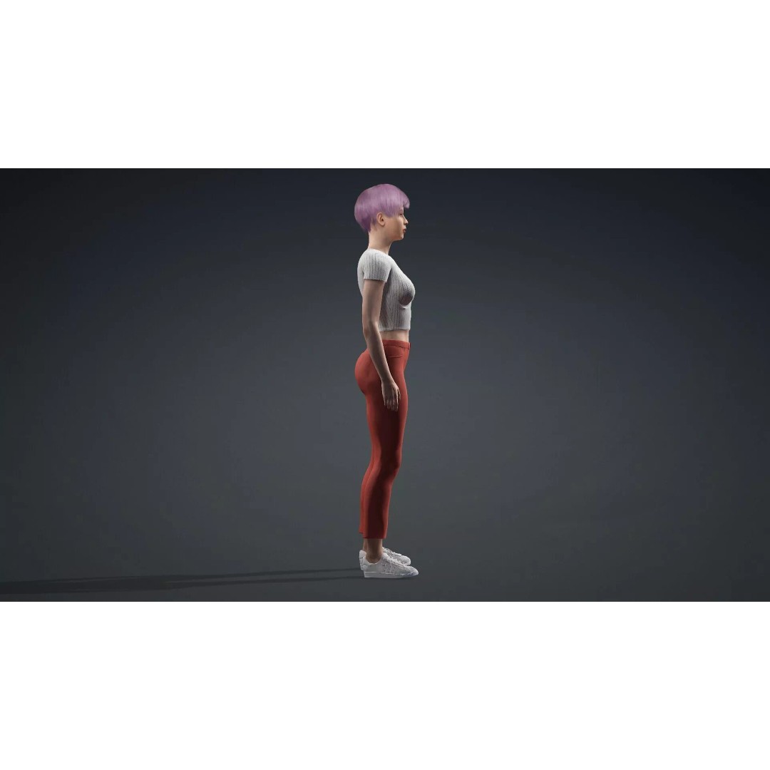 Modern Woman 3D Model – Realistic Rigged Character for Animation - View 4