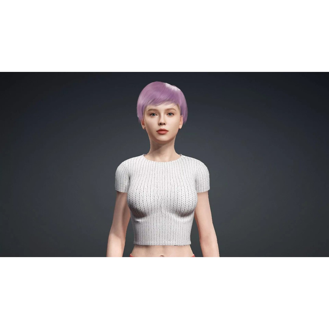 Modern Woman 3D Model – Realistic Rigged Character for Animation - View 8