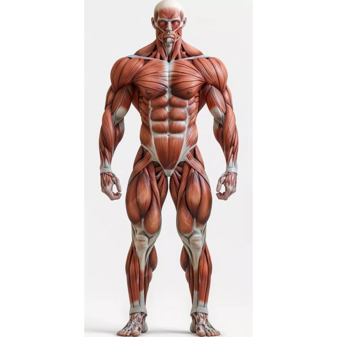 Detailed Human Muscle Anatomy 3D Model – Male Muscular System, FBX - View 3