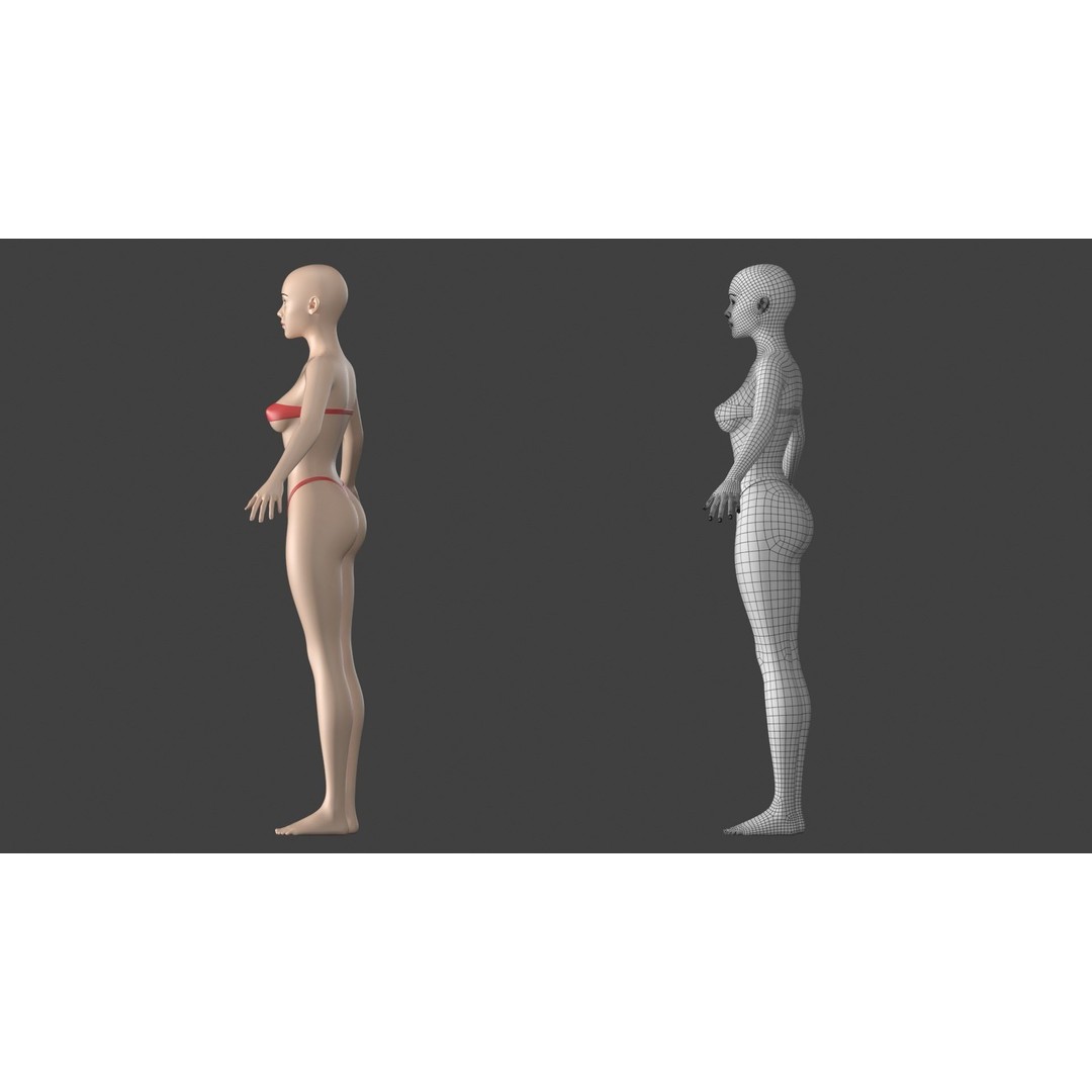 Stylized Female 3D Model – A-Pose Base Mesh, Game Ready, FBX - View 10