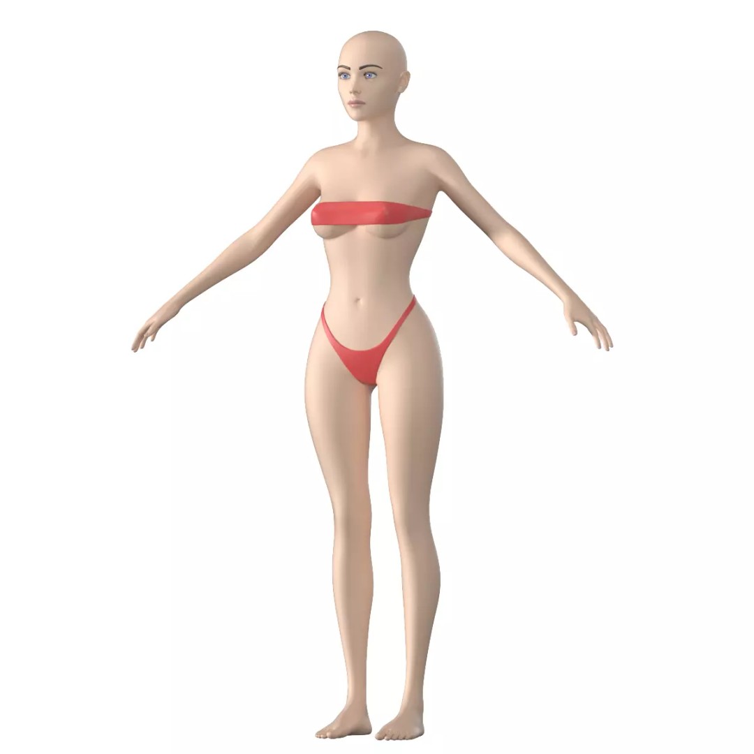 Stylized Female 3D Model – A-Pose Base Mesh, Game Ready, FBX - View 2