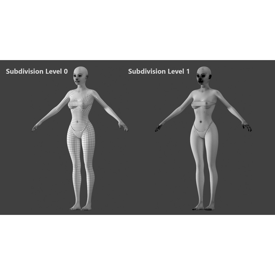 Stylized Female 3D Model – A-Pose Base Mesh, Game Ready, FBX - View 22
