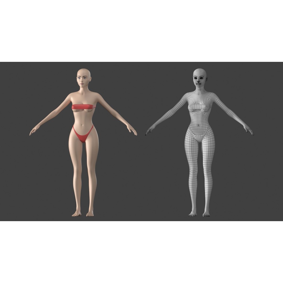 Stylized Female 3D Model – A-Pose Base Mesh, Game Ready, FBX - View 4