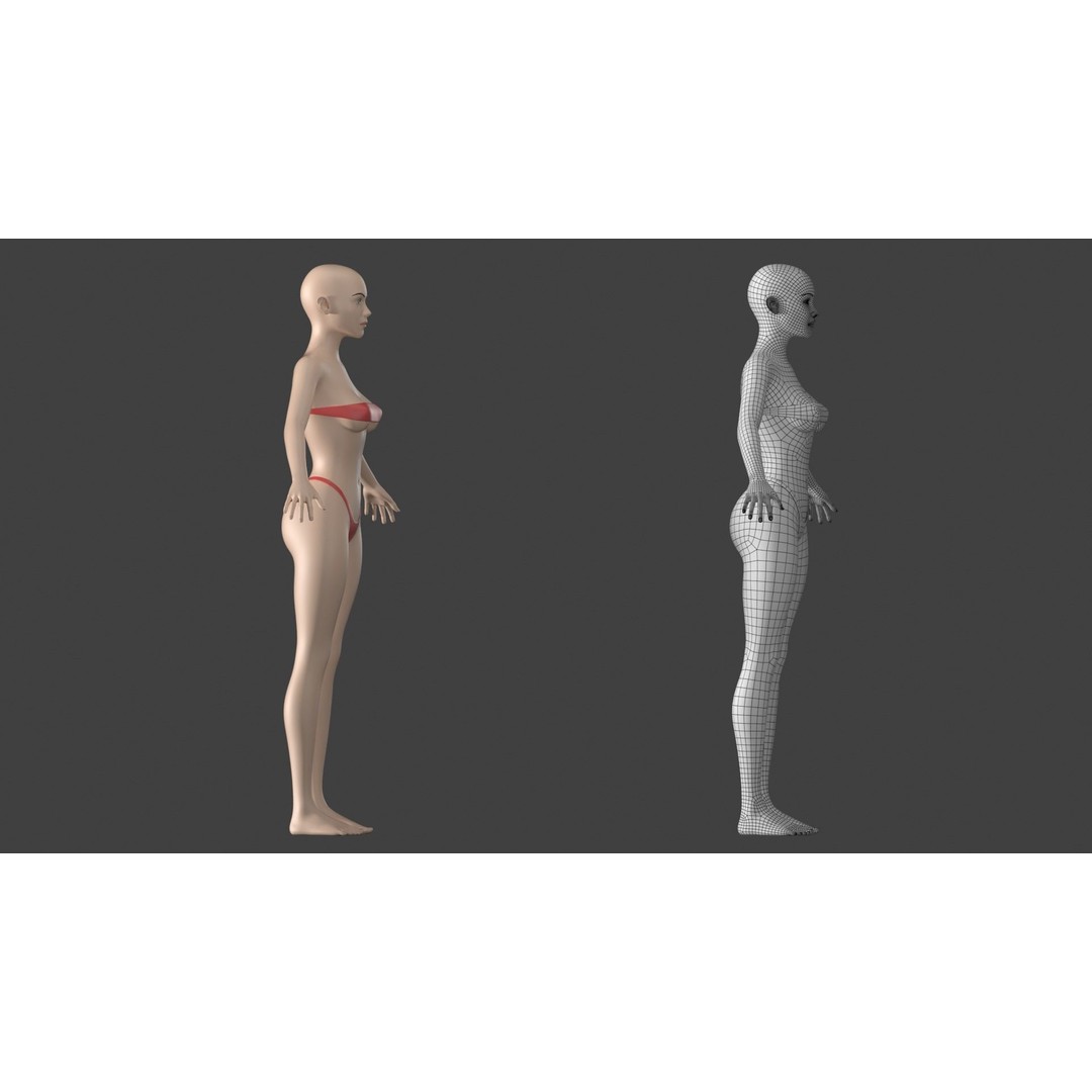 Stylized Female 3D Model – A-Pose Base Mesh, Game Ready, FBX - View 6