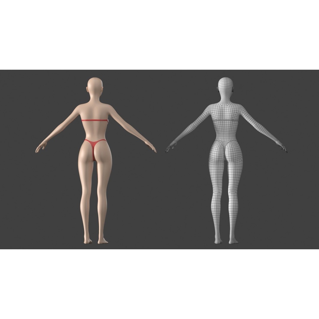 Stylized Female 3D Model – A-Pose Base Mesh, Game Ready, FBX - View 8