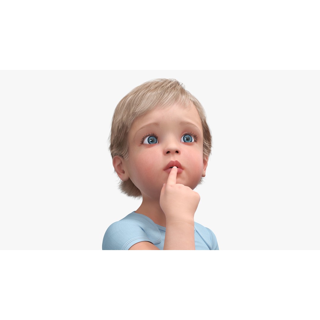 Boy Aged 1 Year 3D Model – Rigged Bodysuit Character for Animation - View 19
