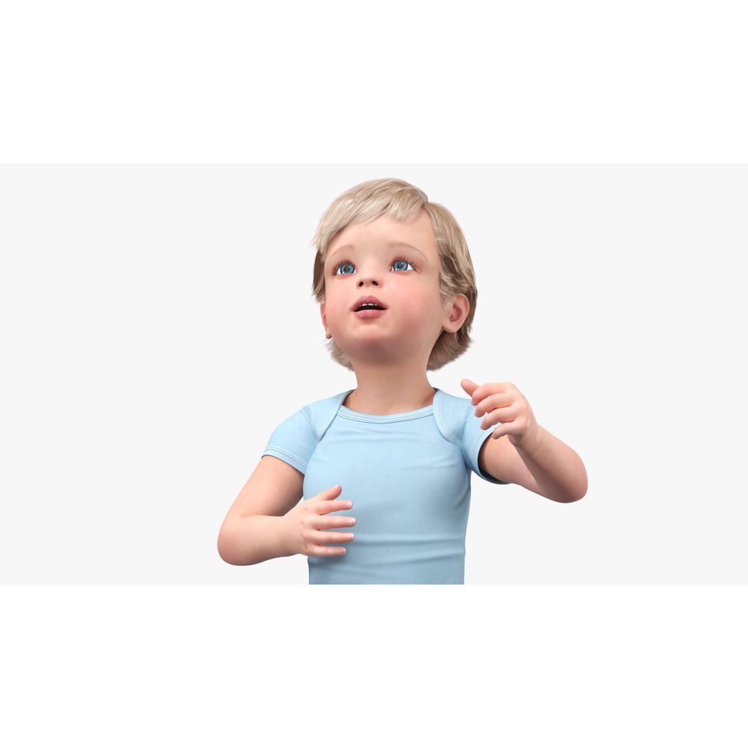 Boy Aged 1 Year 3D Model – Rigged Bodysuit Character for Animation - View 21