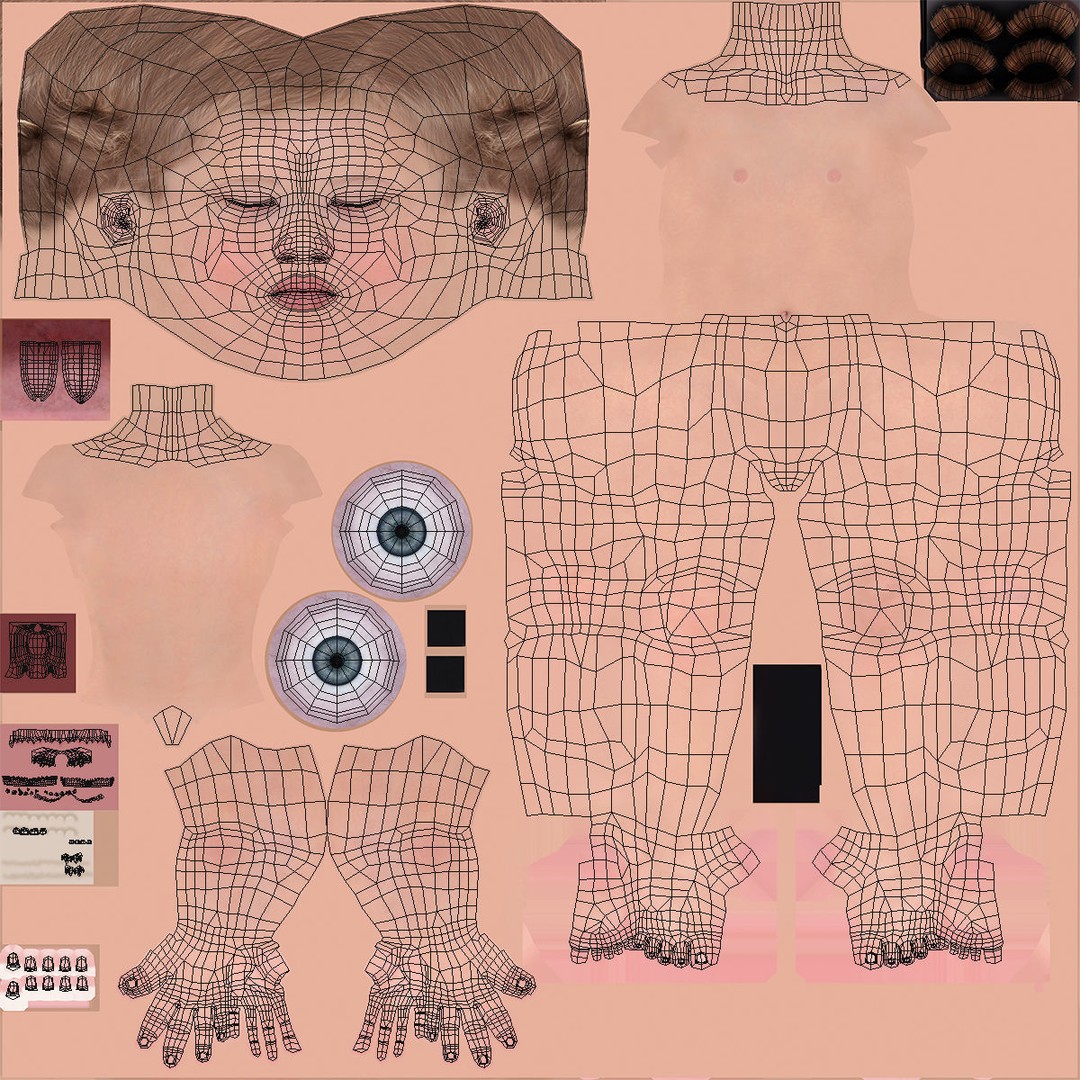 Boy Aged 1 Year 3D Model – Rigged Bodysuit Character for Animation - View 34