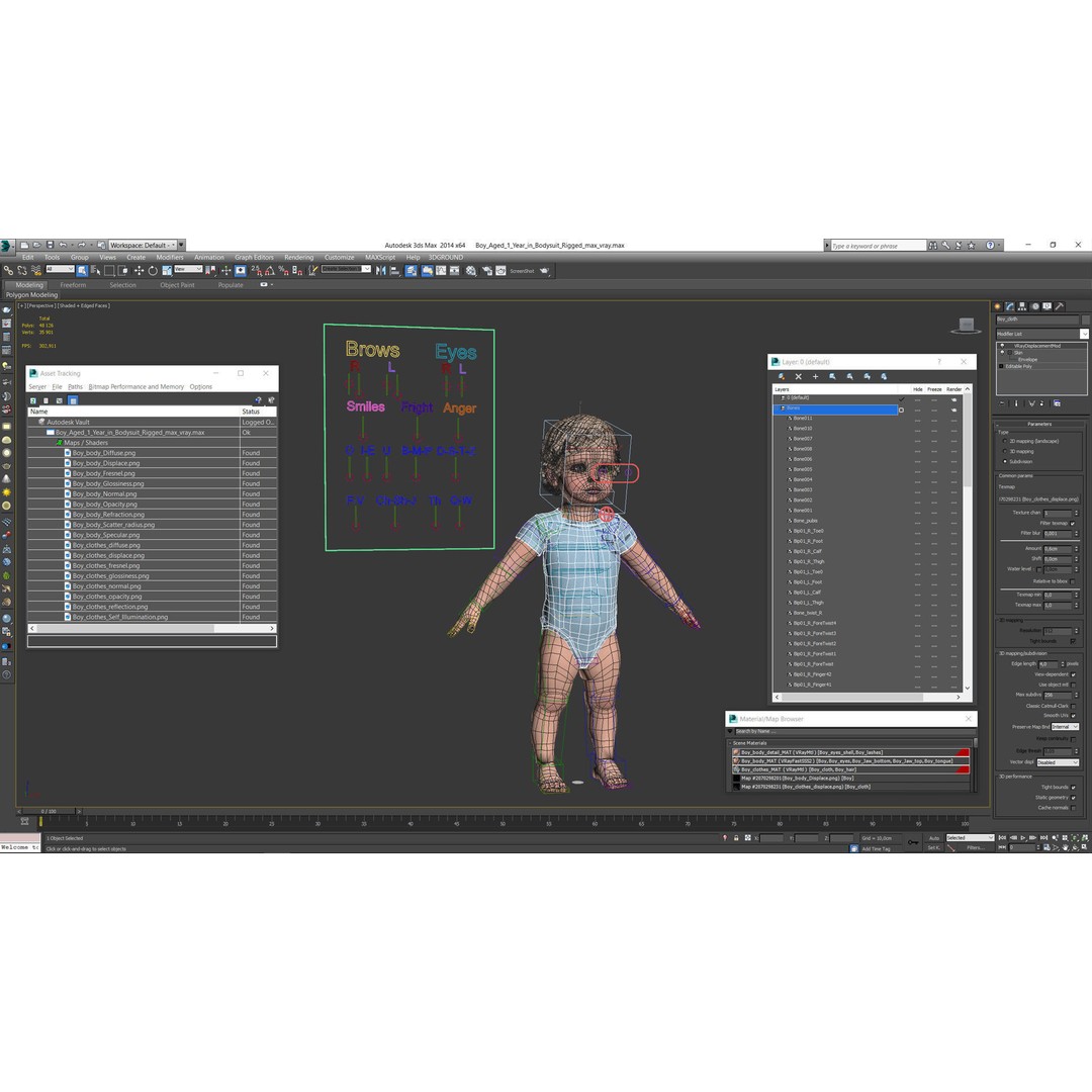 Boy Aged 1 Year 3D Model – Rigged Bodysuit Character for Animation - View 36