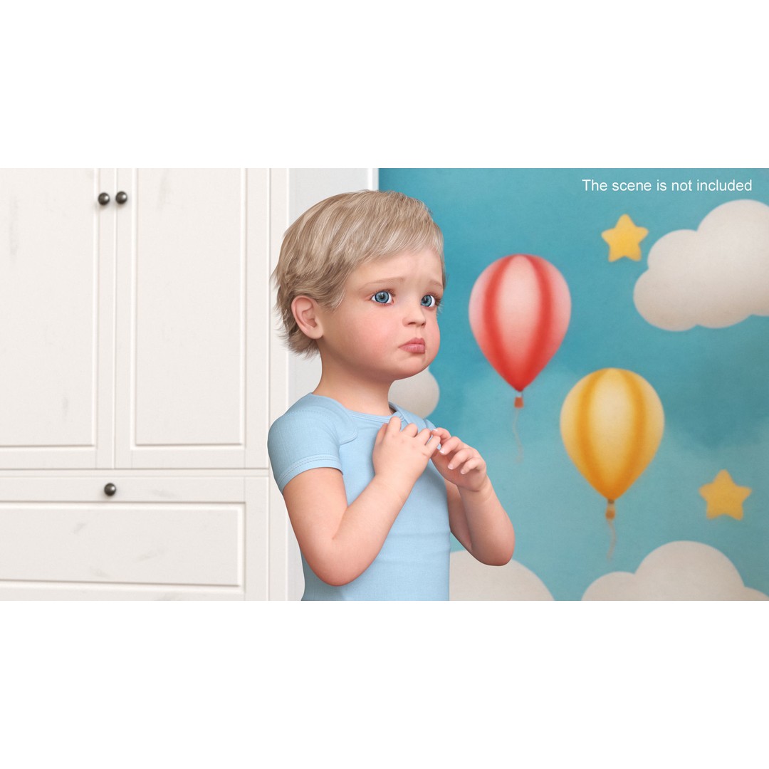 Boy Aged 1 Year 3D Model – Rigged Bodysuit Character for Animation - View 4