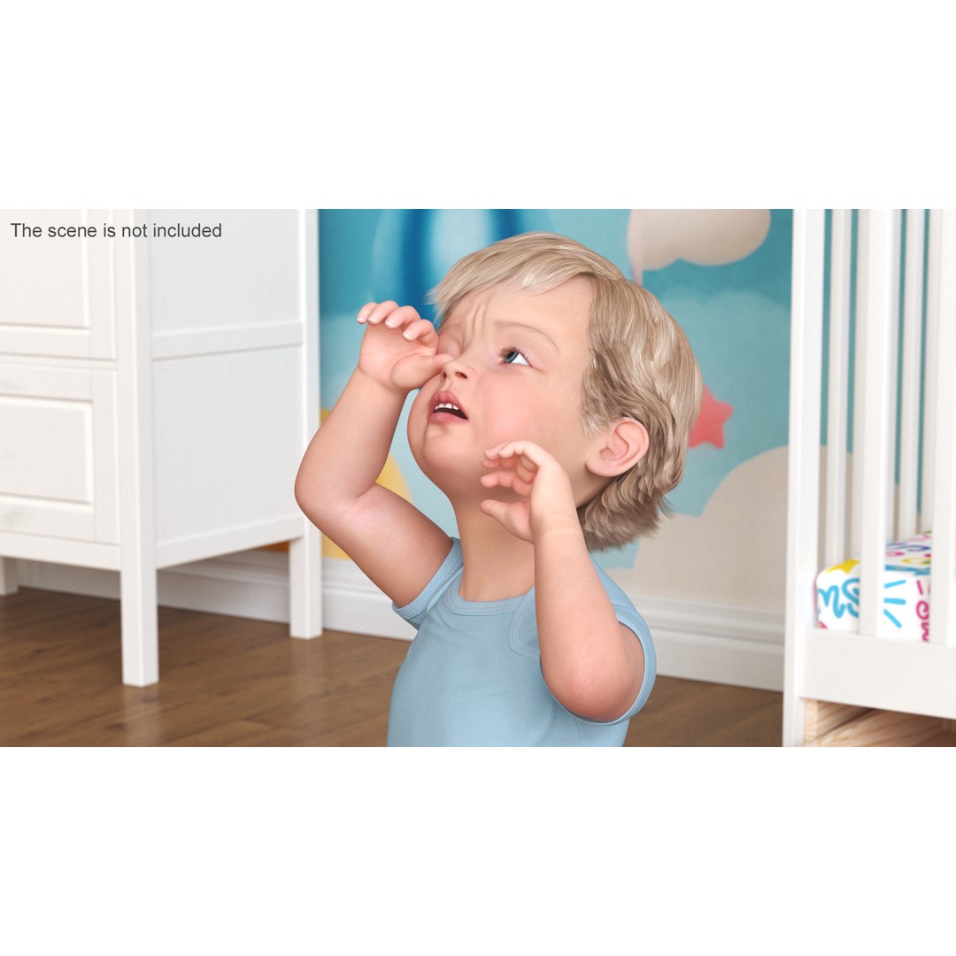 Boy Aged 1 Year 3D Model – Rigged Bodysuit Character for Animation - View 5