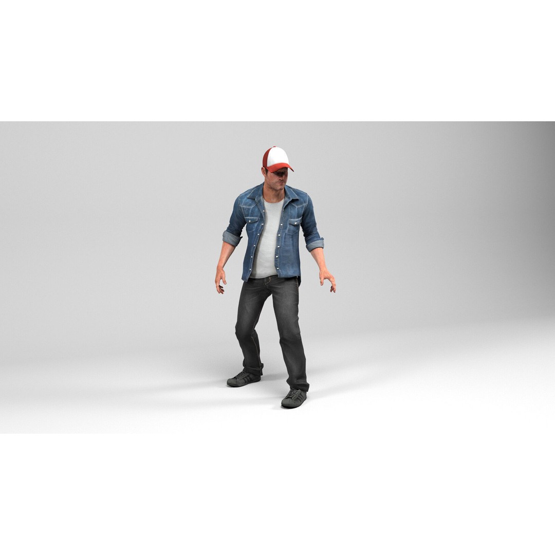 Urban Man 3D Model – Low Poly Rigged Character with Animations - View 11
