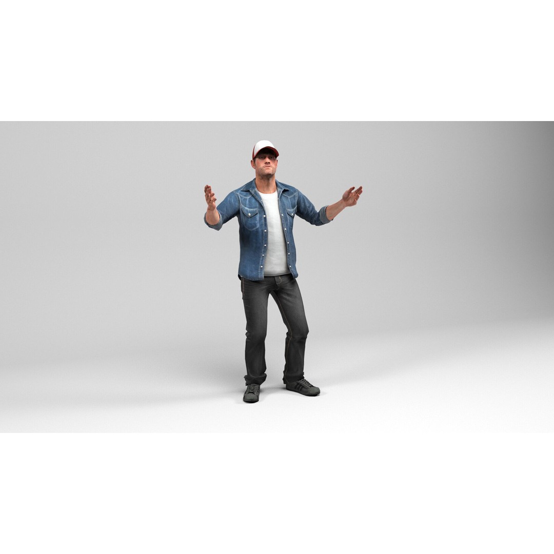 Urban Man 3D Model – Low Poly Rigged Character with Animations - View 12