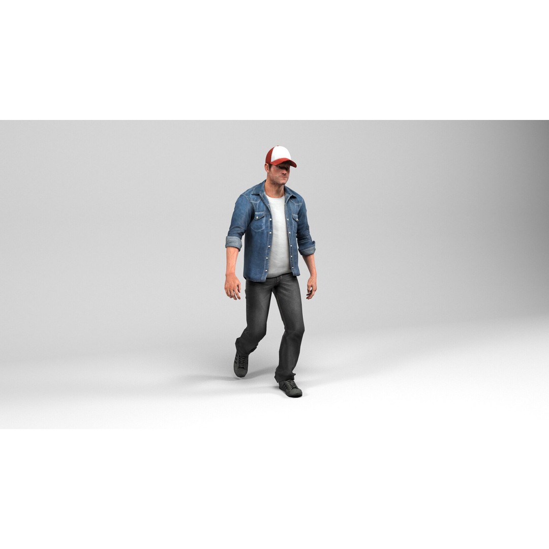 Urban Man 3D Model – Low Poly Rigged Character with Animations - View 13