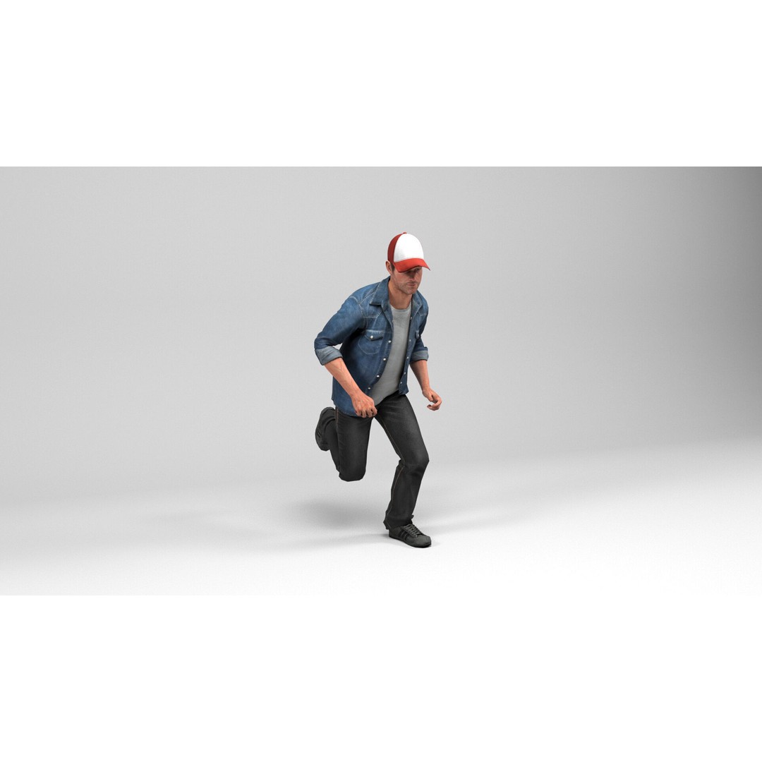 Urban Man 3D Model – Low Poly Rigged Character with Animations - View 14