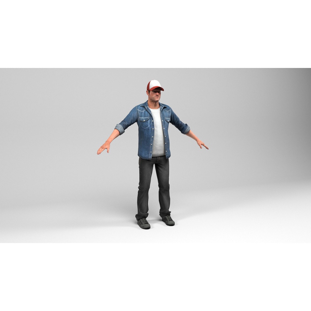 Urban Man 3D Model – Low Poly Rigged Character with Animations - View 3