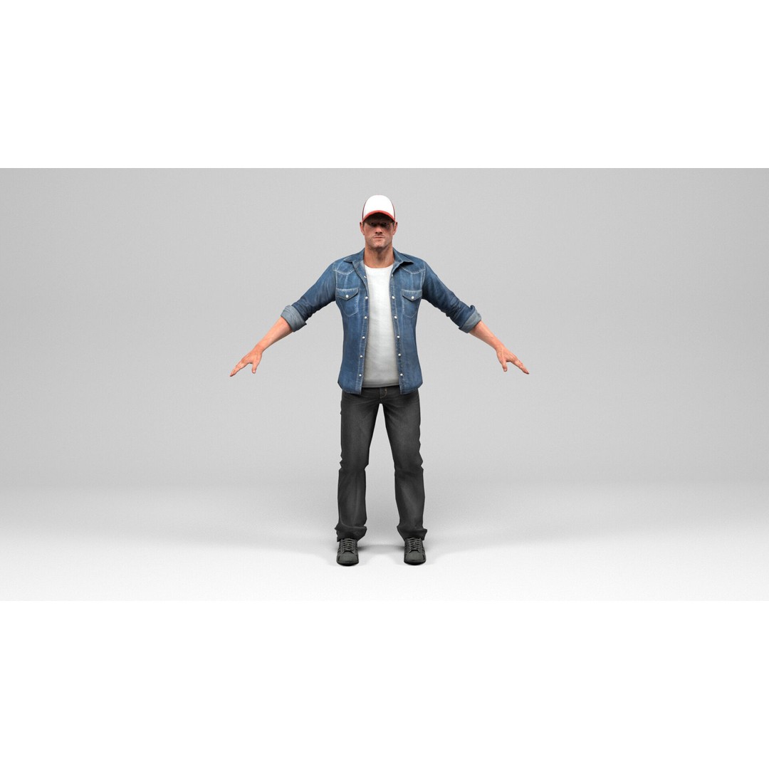 Urban Man 3D Model – Low Poly Rigged Character with Animations - View 4