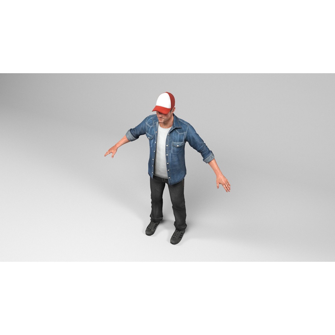 Urban Man 3D Model – Low Poly Rigged Character with Animations - View 8