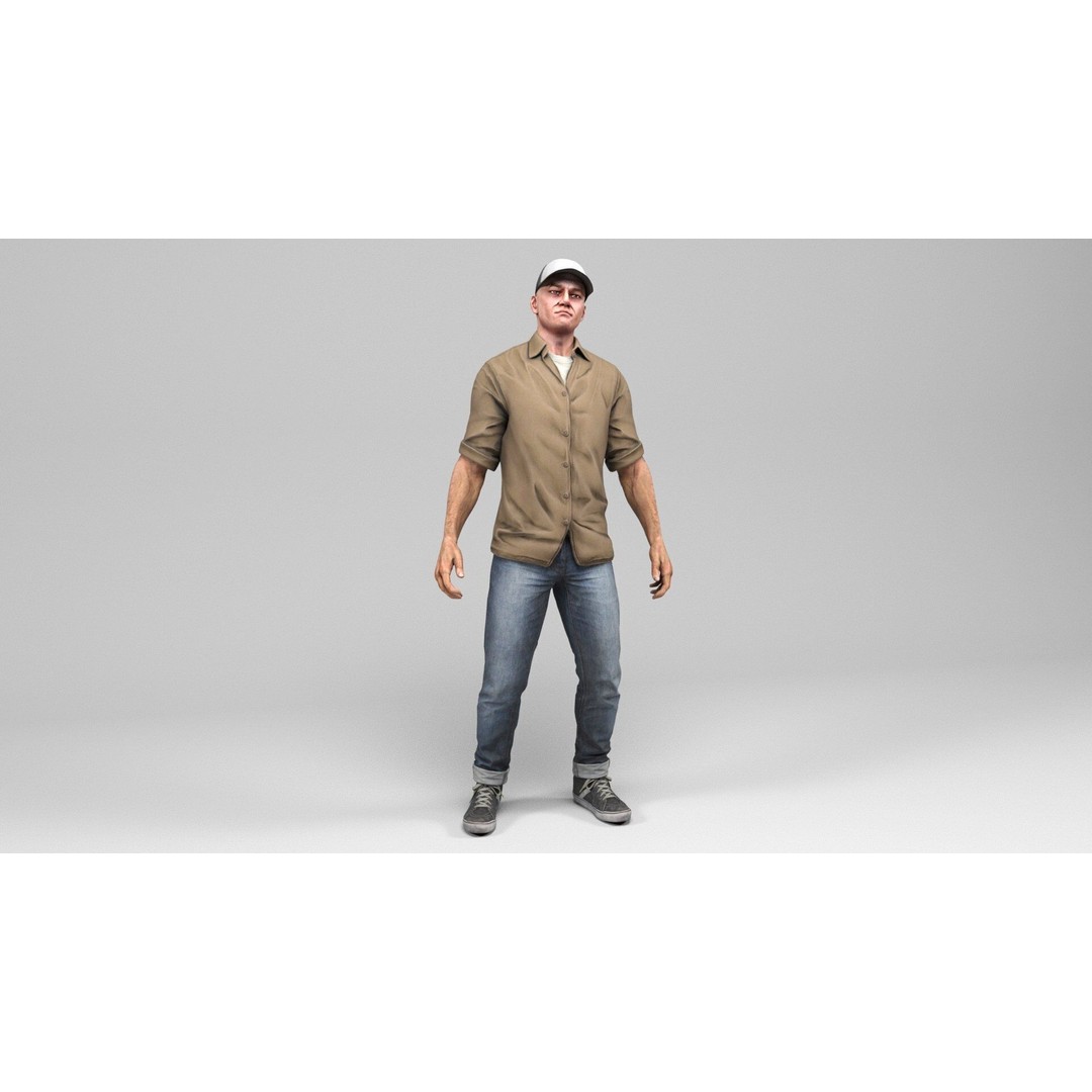 Urban Man 3D Model – Low Poly Rigged Character with Animations, FBX - View 11