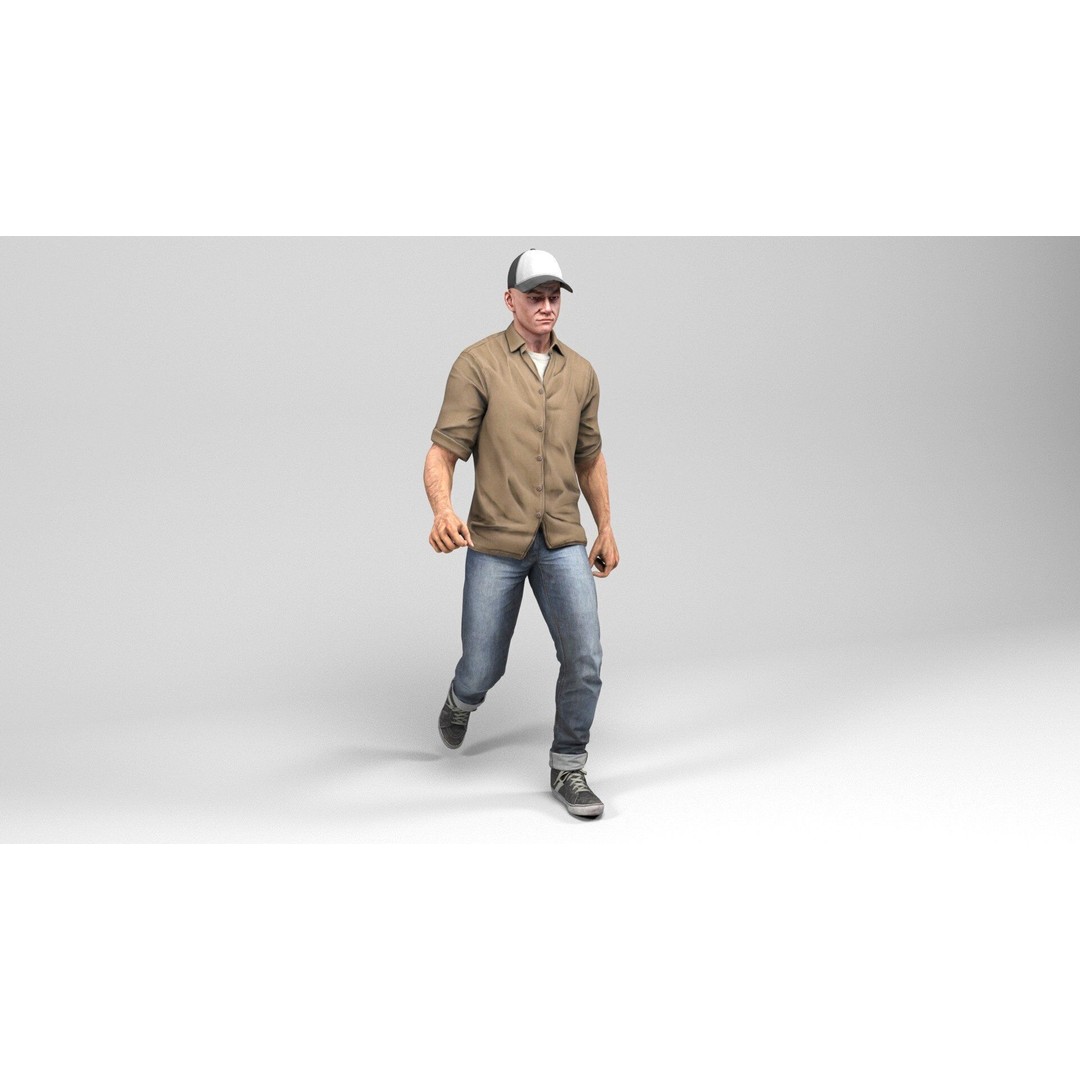 Urban Man 3D Model – Low Poly Rigged Character with Animations, FBX - View 12