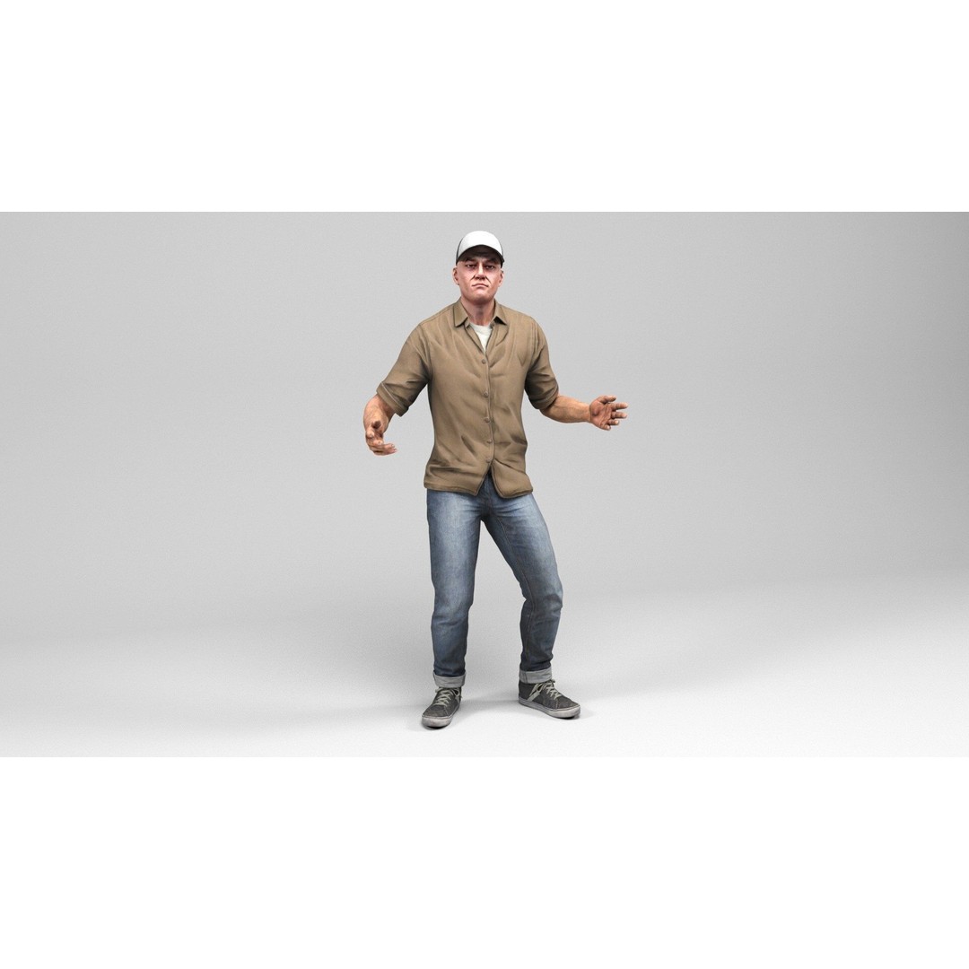 Urban Man 3D Model – Low Poly Rigged Character with Animations, FBX - View 13