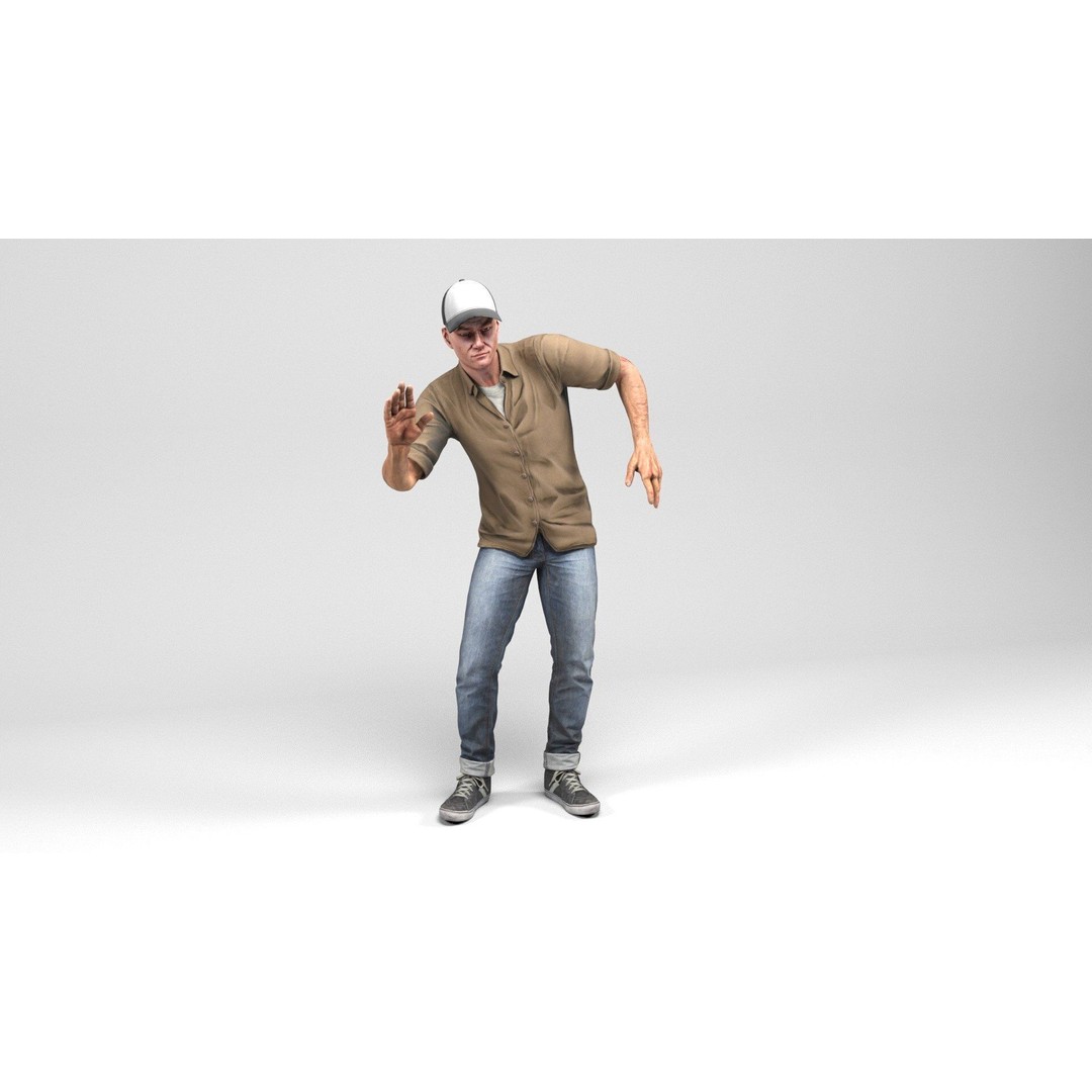 Urban Man 3D Model – Low Poly Rigged Character with Animations, FBX - View 14