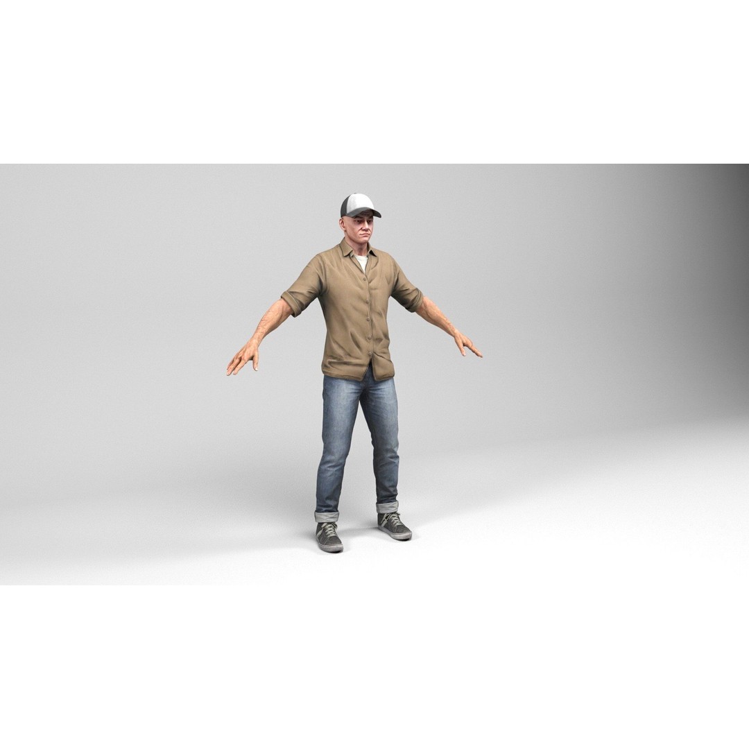 Urban Man 3D Model – Low Poly Rigged Character with Animations, FBX - View 3