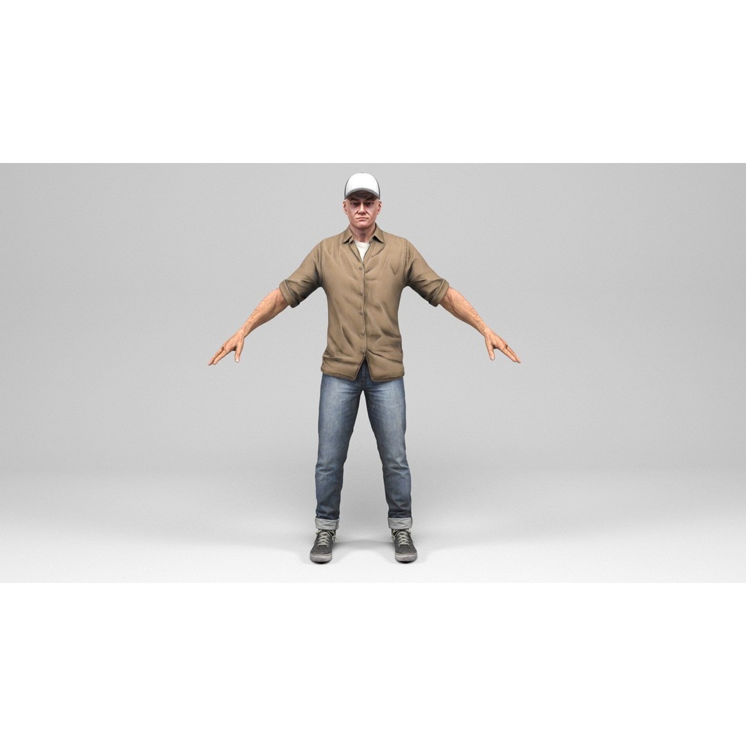 Urban Man 3D Model – Low Poly Rigged Character with Animations, FBX - View 4
