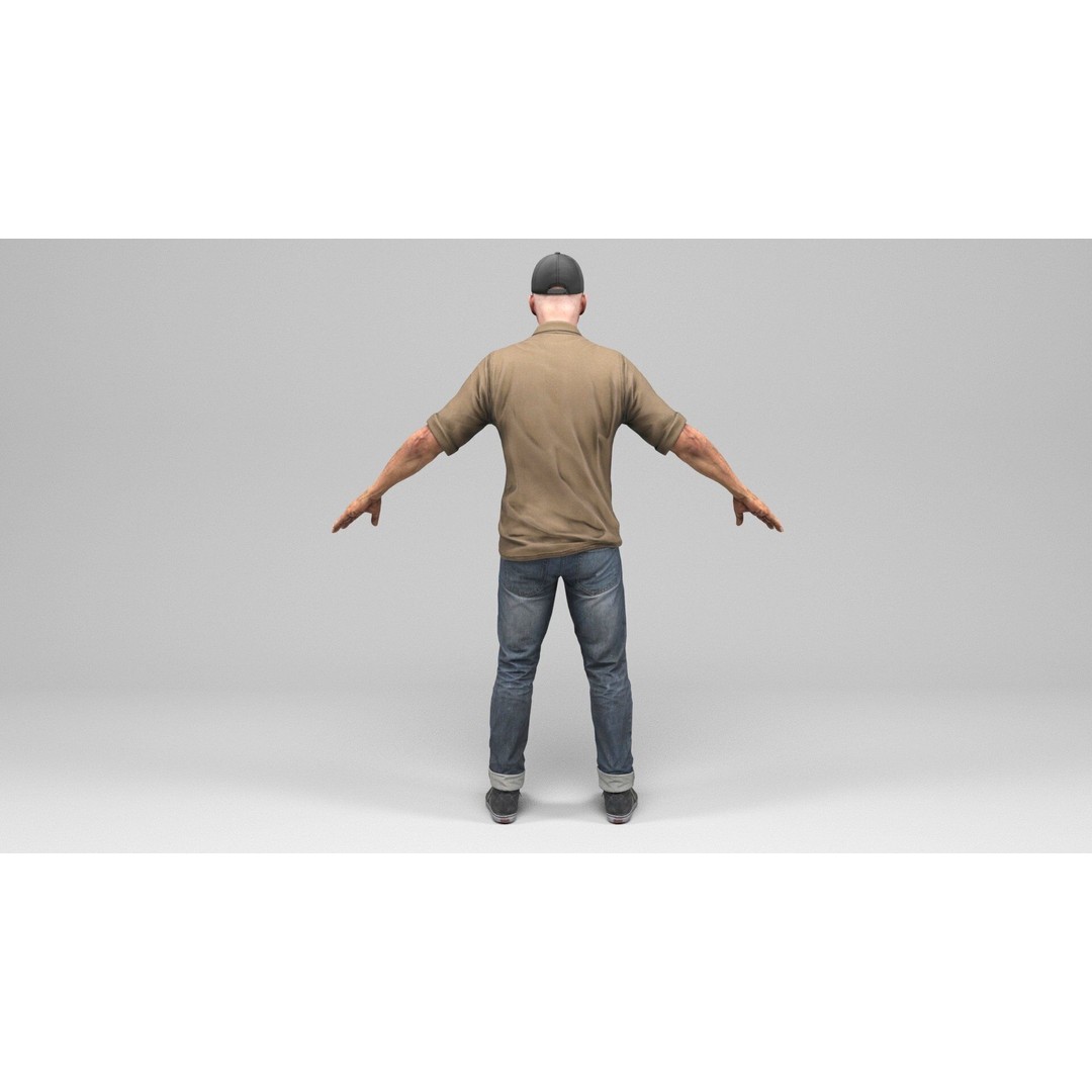 Urban Man 3D Model – Low Poly Rigged Character with Animations, FBX - View 6