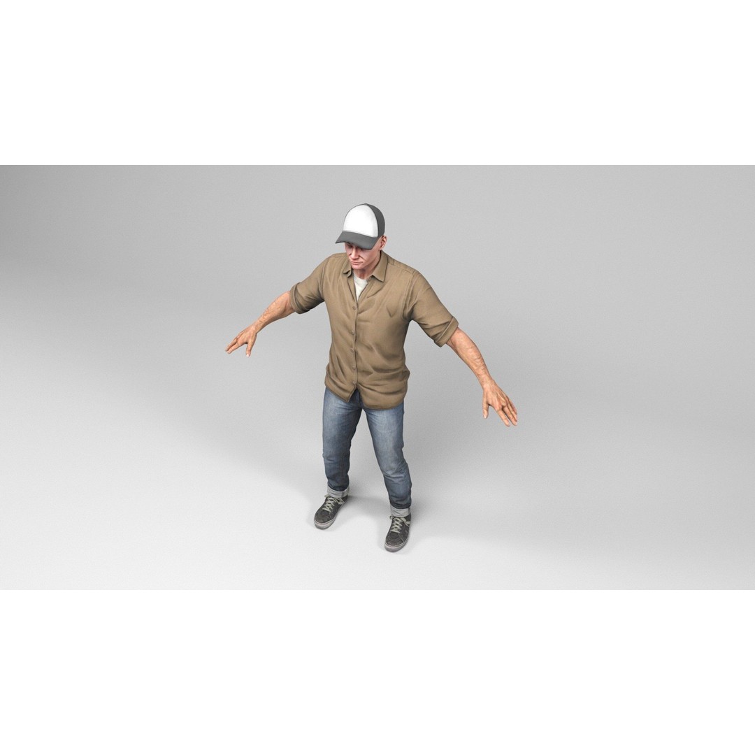 Urban Man 3D Model – Low Poly Rigged Character with Animations, FBX - View 8