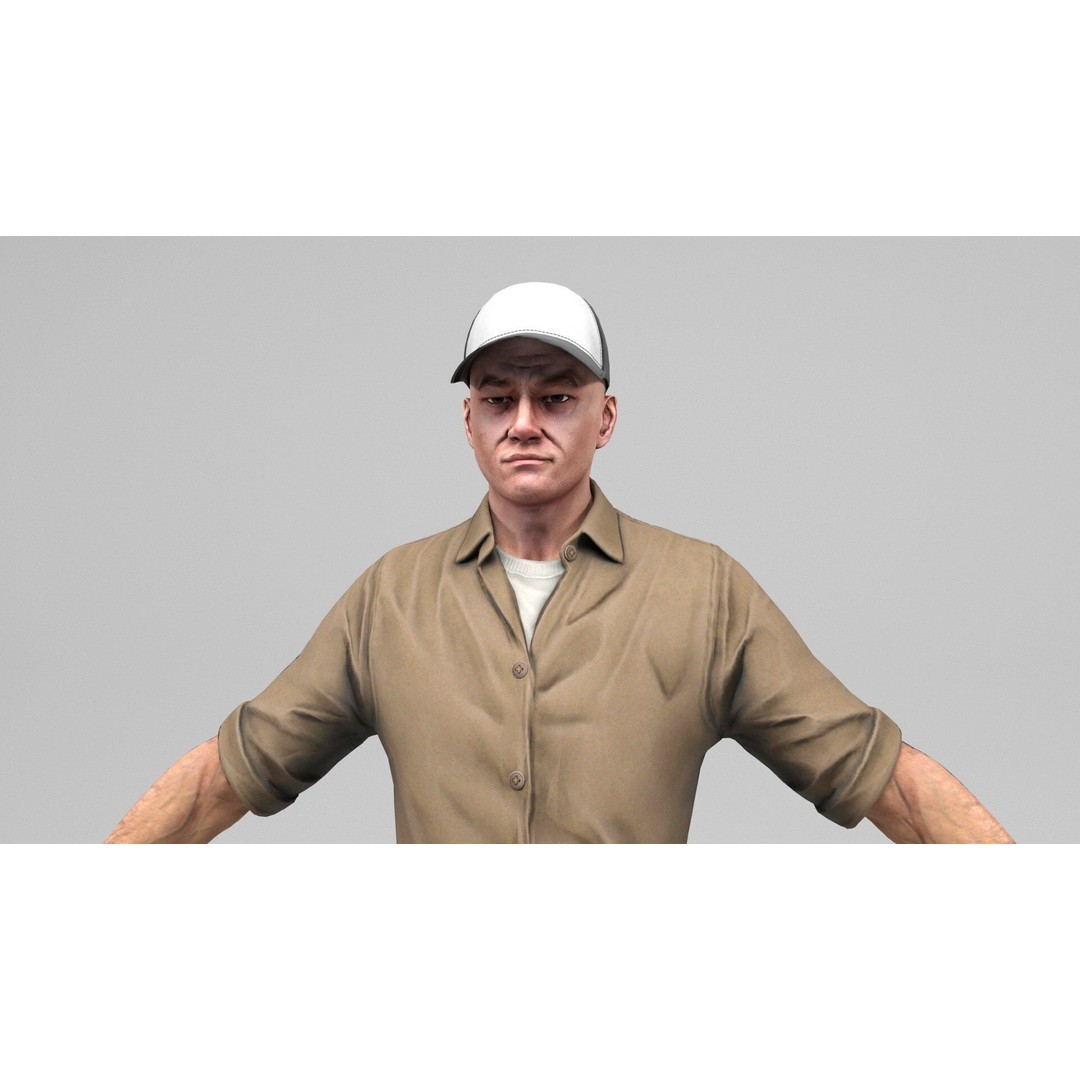 Urban Man 3D Model – Low Poly Rigged Character with Animations, FBX - View 9