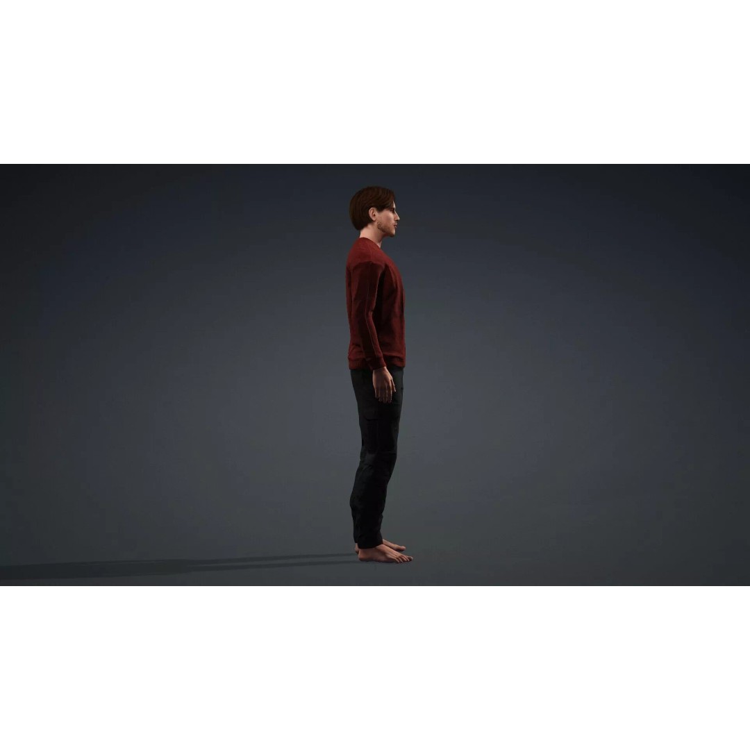 Realistic Male Character 3D Model – Game Ready, Rigged, FBX - View 4