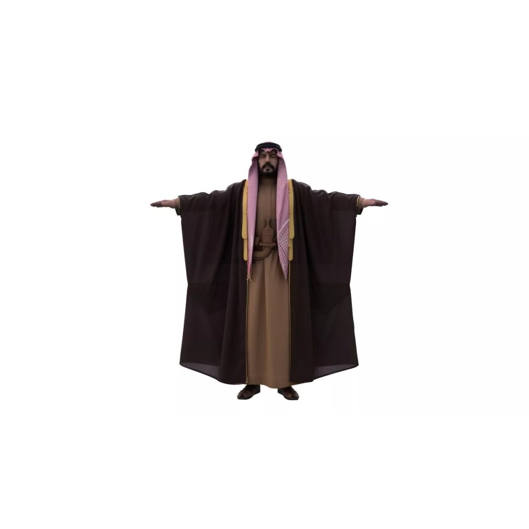 Arab Male T-Pose 3D Model – Low Poly Game Asset, FBX - View 2
