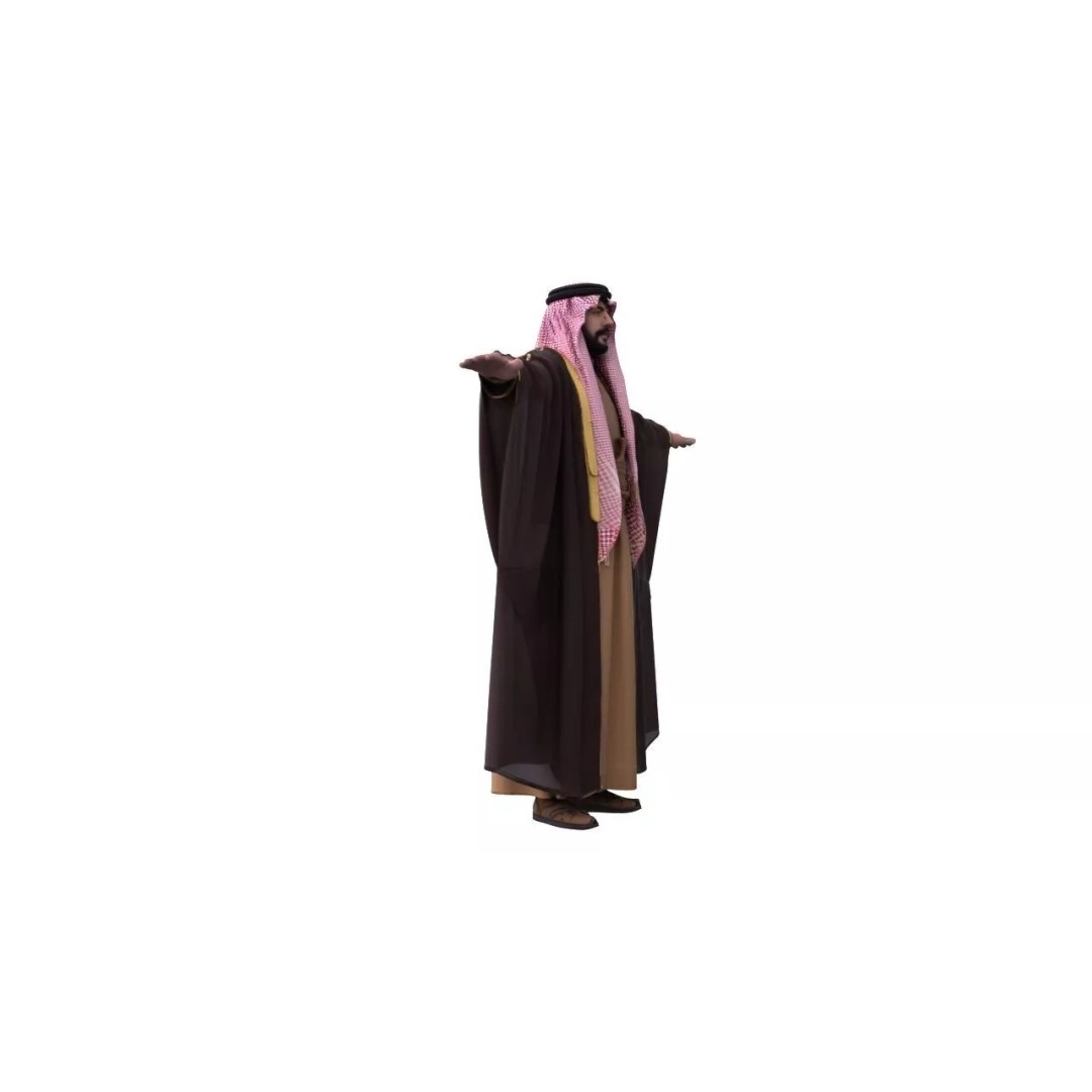 Arab Male T-Pose 3D Model – Low Poly Game Asset, FBX - View 4