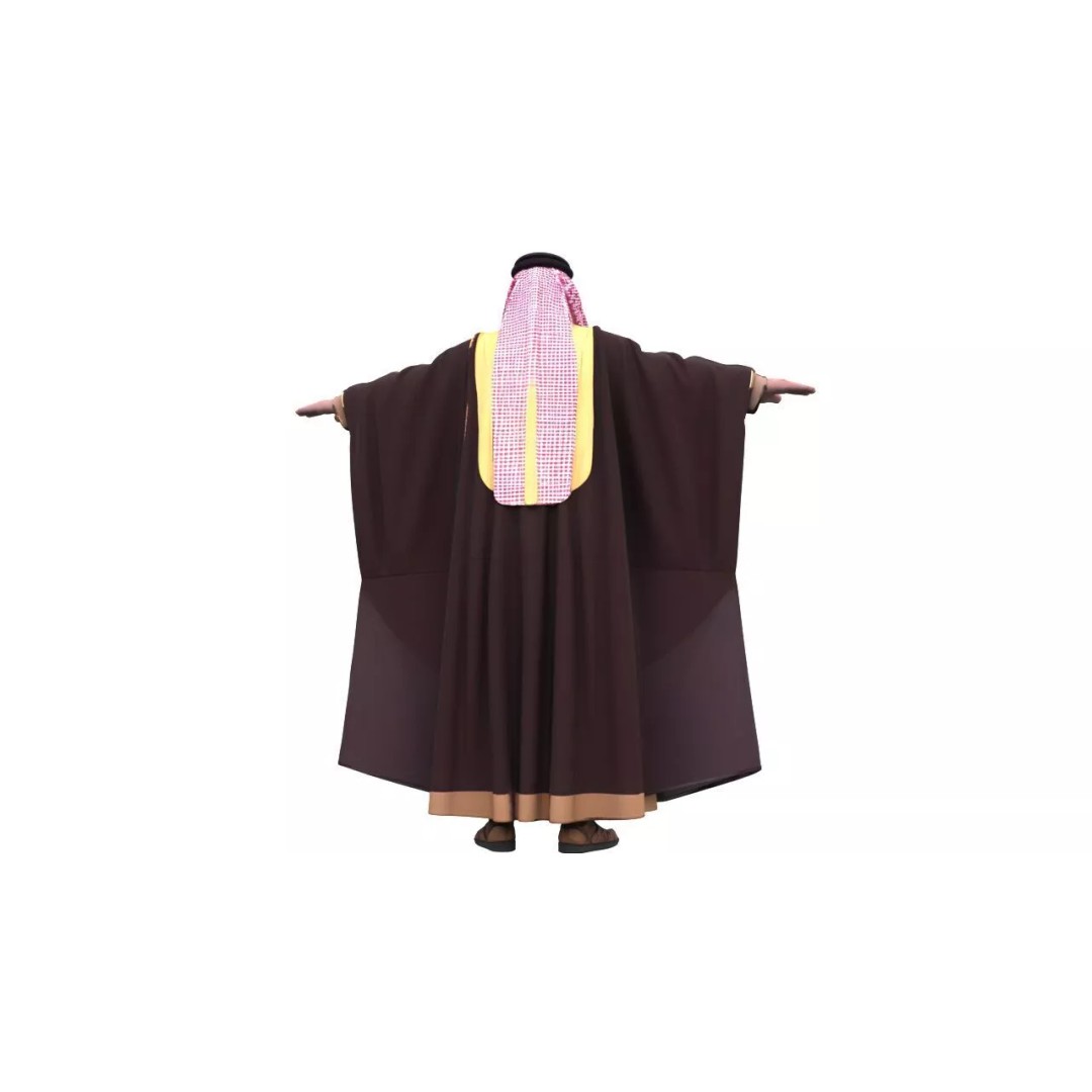 Arab Male T-Pose 3D Model – Low Poly Game Asset, FBX - View 6