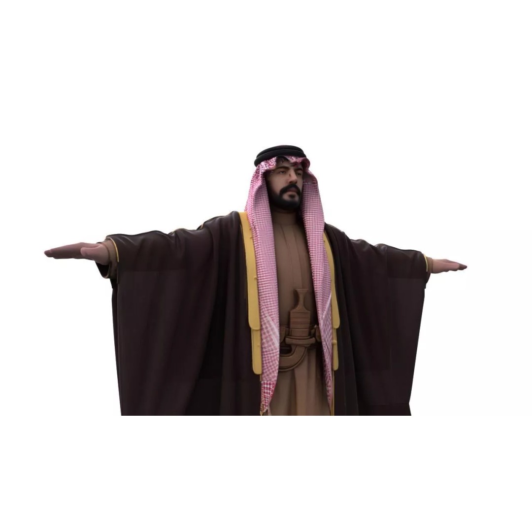 Arab Male T-Pose 3D Model – Low Poly Game Asset, FBX - View 7