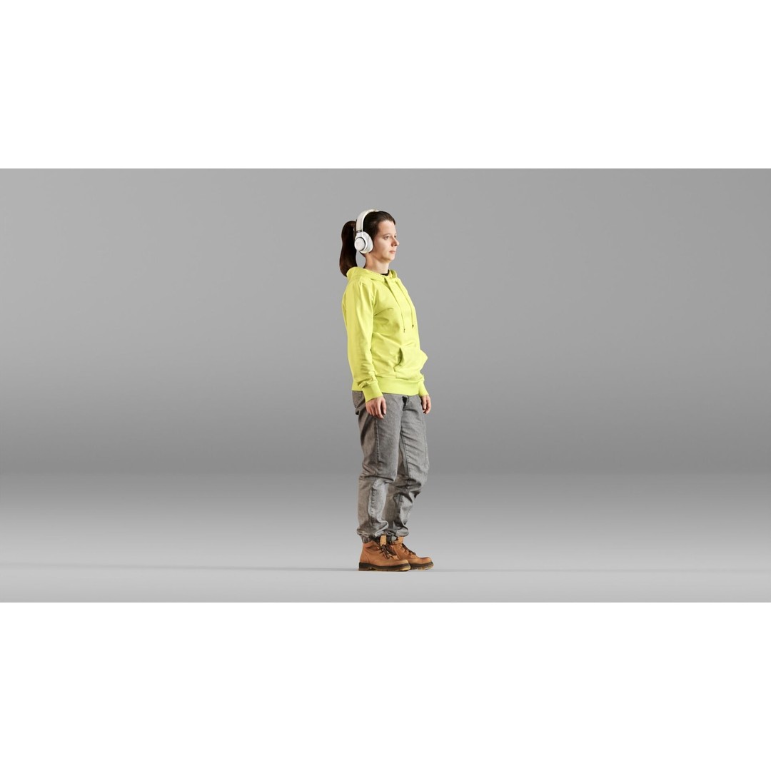 Teenager 3D Model – Realistic Character in Hoodie & Headphones, FBX - View 4