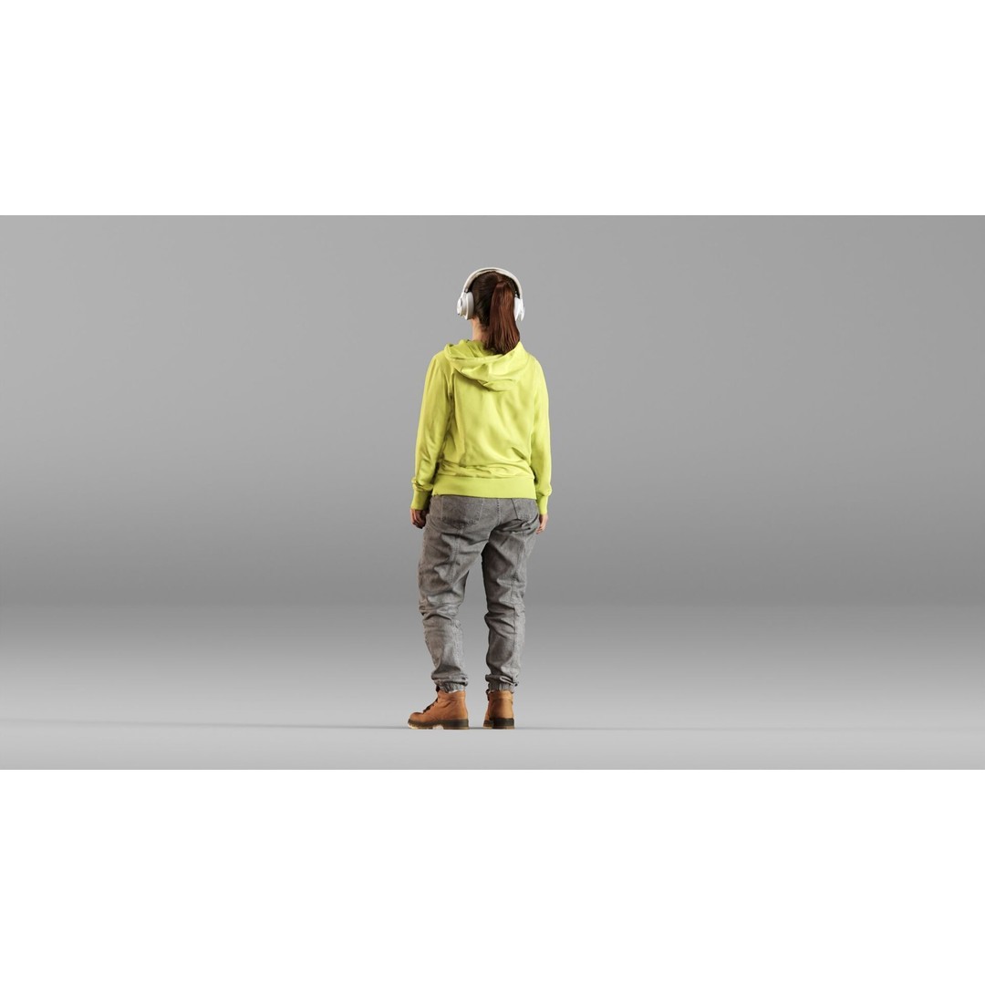 Teenager 3D Model – Realistic Character in Hoodie & Headphones, FBX - View 6