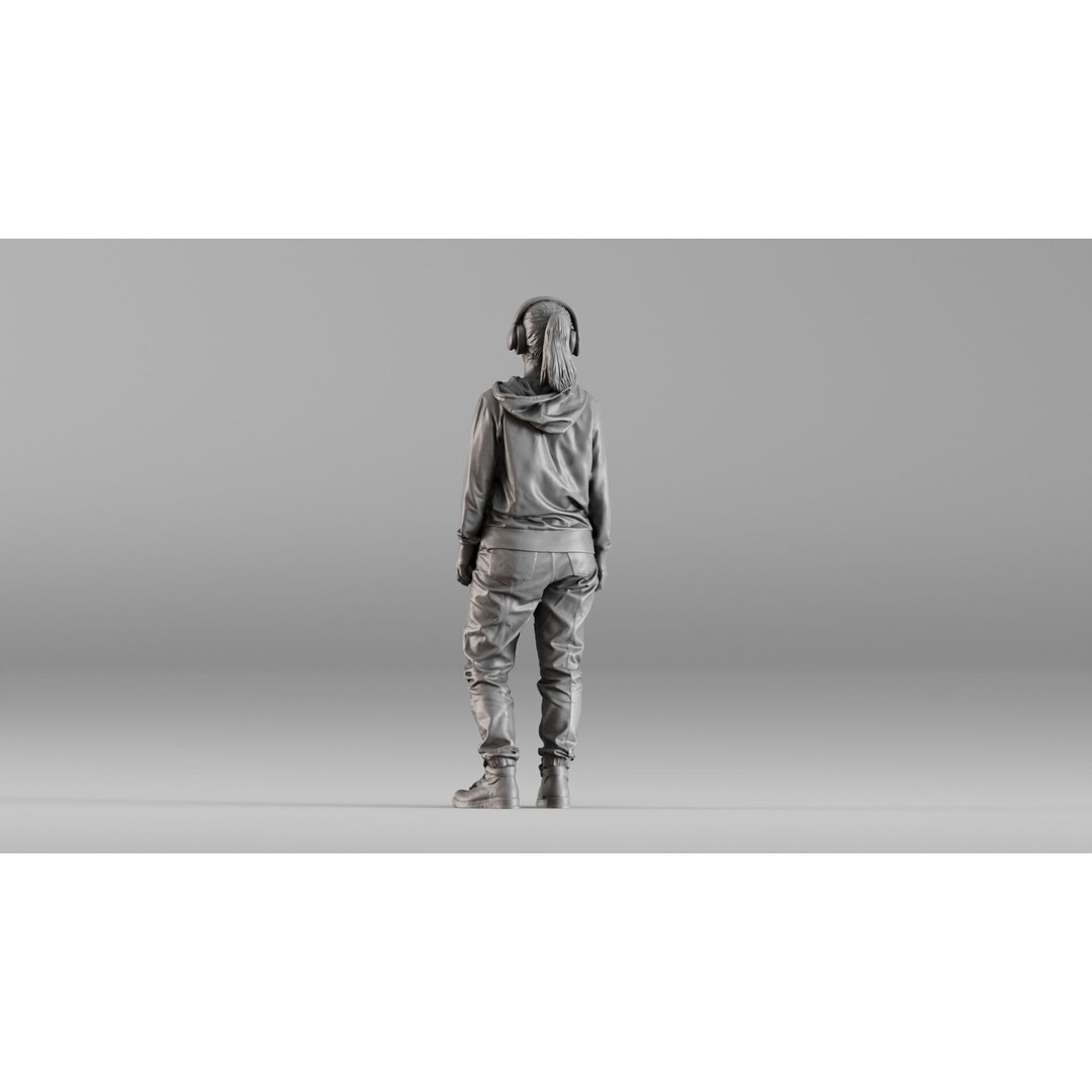 Teenager 3D Model – Realistic Character in Hoodie & Headphones, FBX - View 7