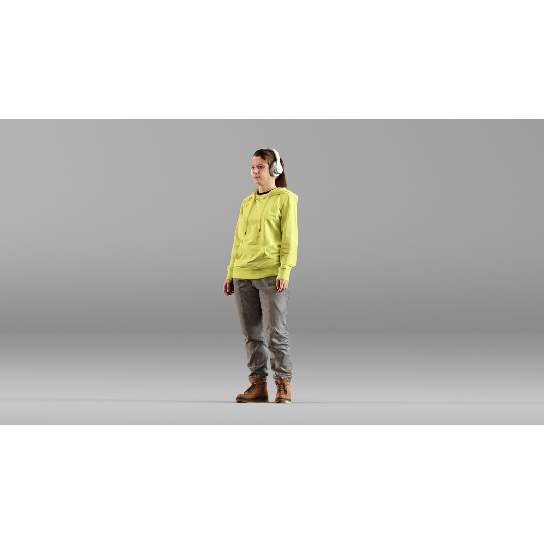 Teenager 3D Model – Realistic Character in Hoodie & Headphones, FBX - View 8