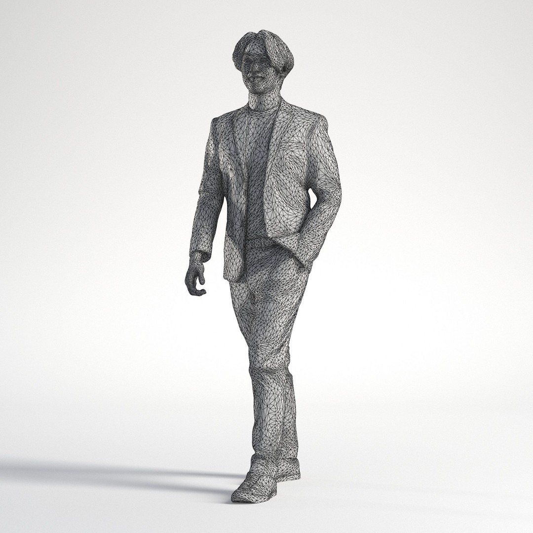 Man Business Suit 3D Model – Low Poly Realistic Character, FBX