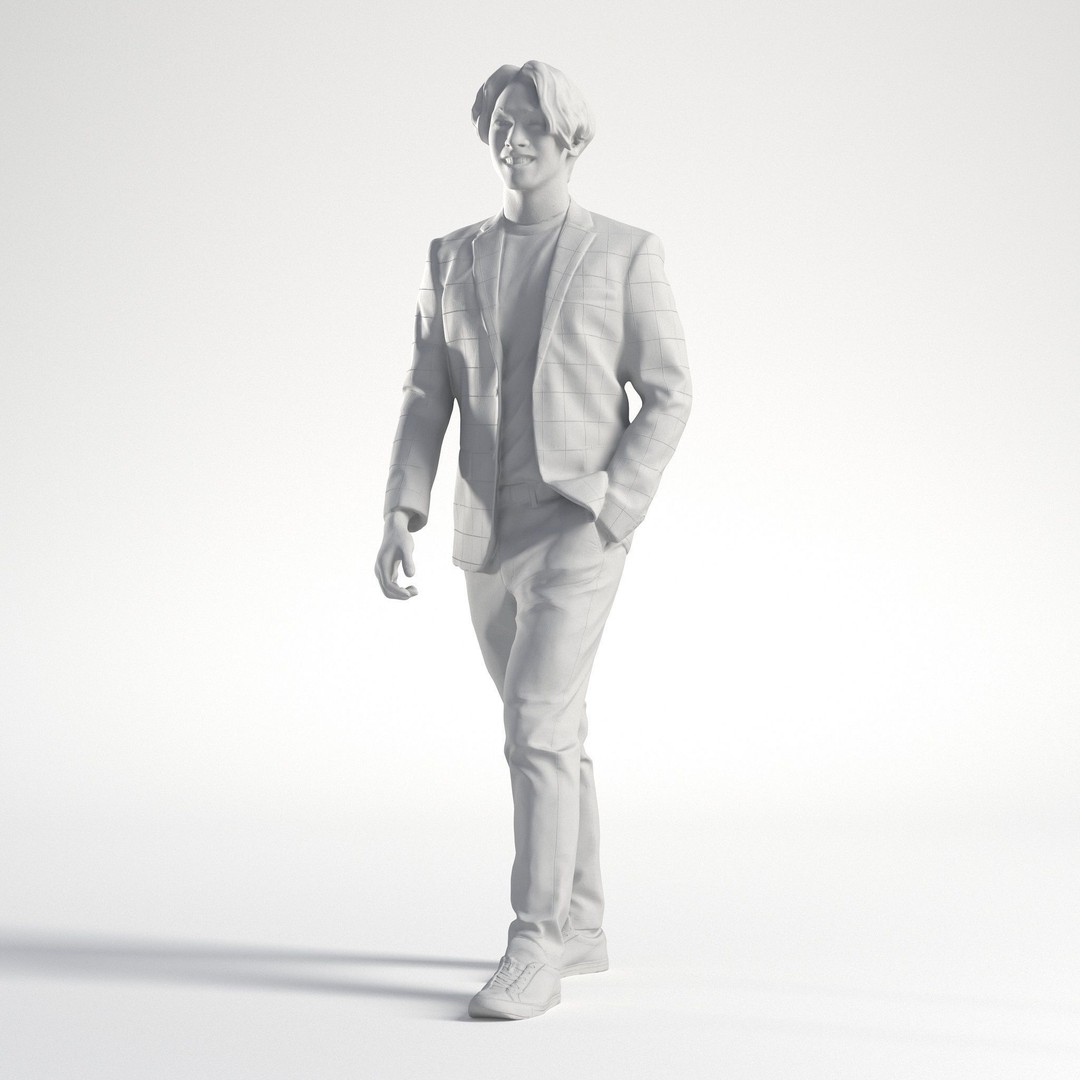 Man Business Suit 3D Model – Low Poly Realistic Character, FBX - View 10