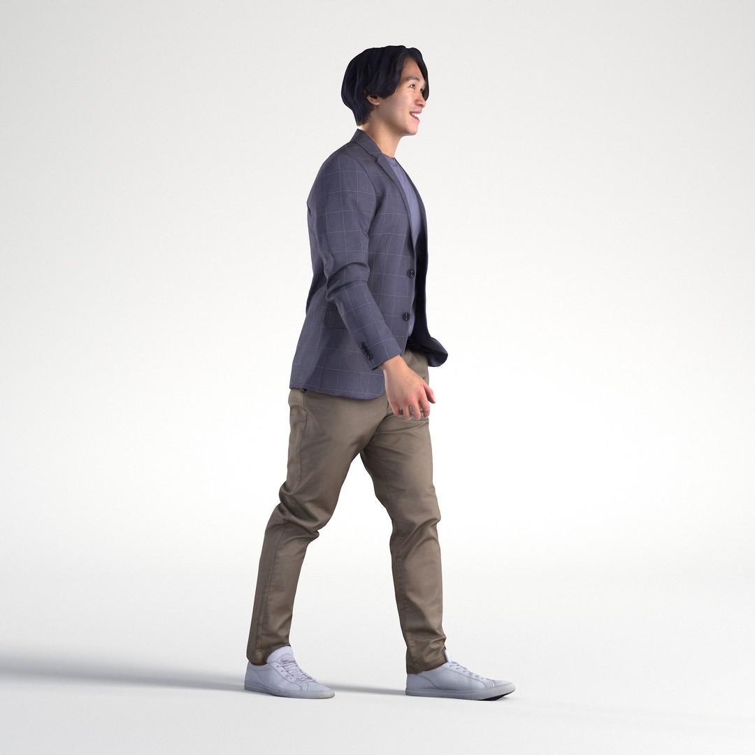 Man Business Suit 3D Model – Low Poly Realistic Character, FBX - View 4