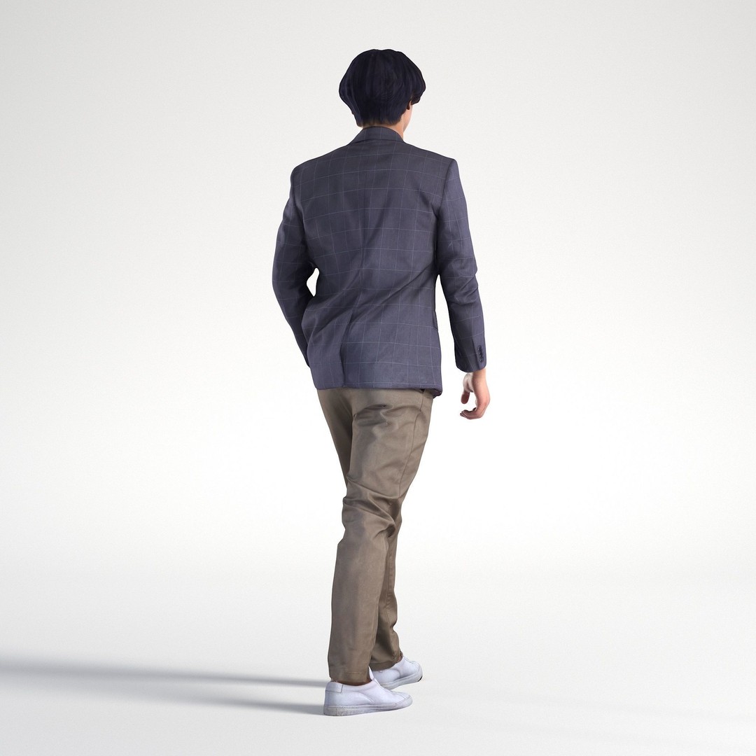 Man Business Suit 3D Model – Low Poly Realistic Character, FBX - View 6