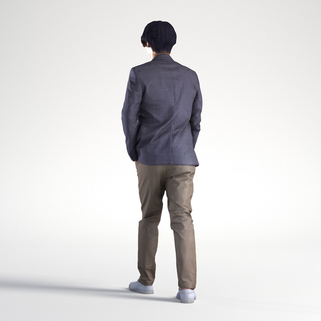 Man Business Suit 3D Model – Low Poly Realistic Character, FBX - View 7