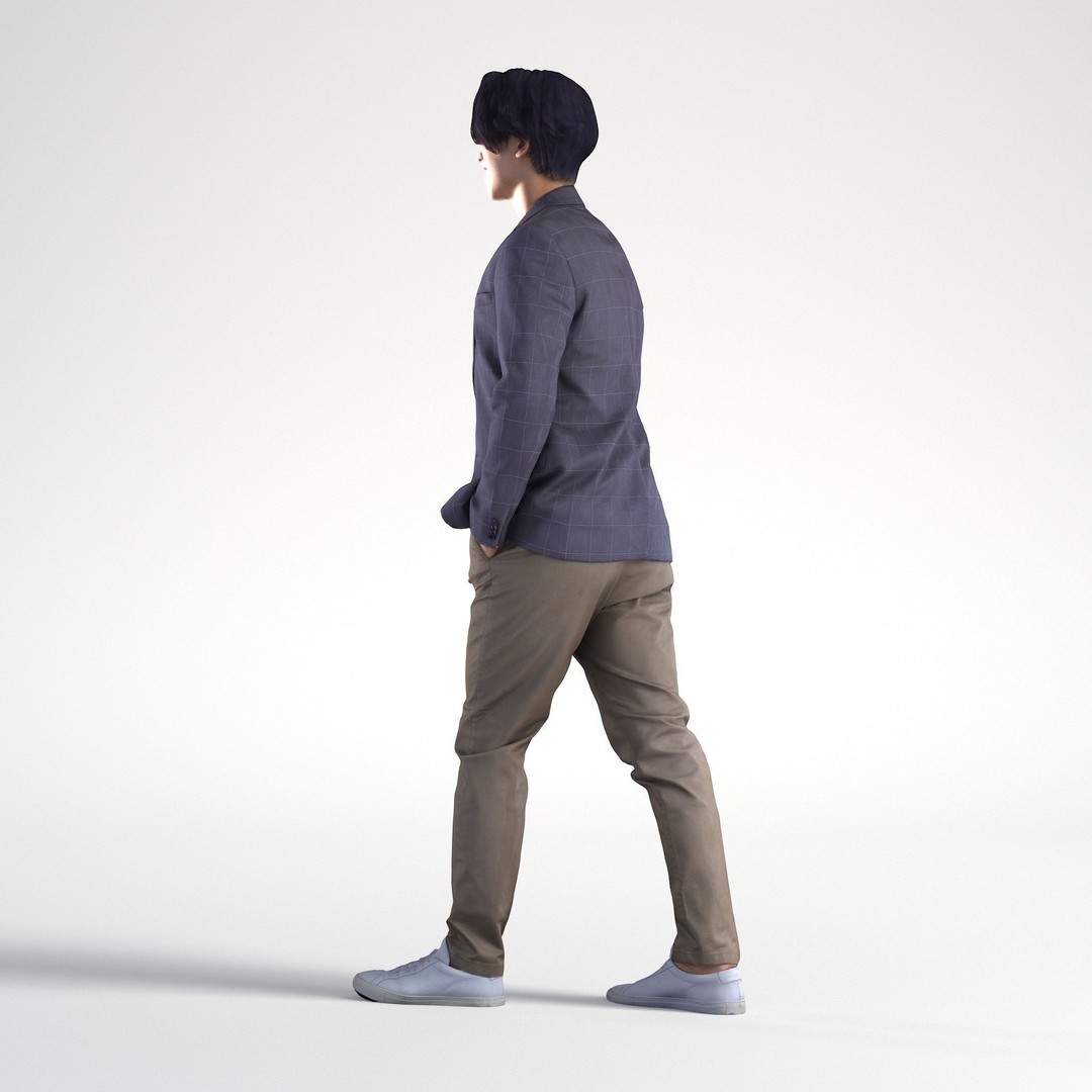Man Business Suit 3D Model – Low Poly Realistic Character, FBX - View 8