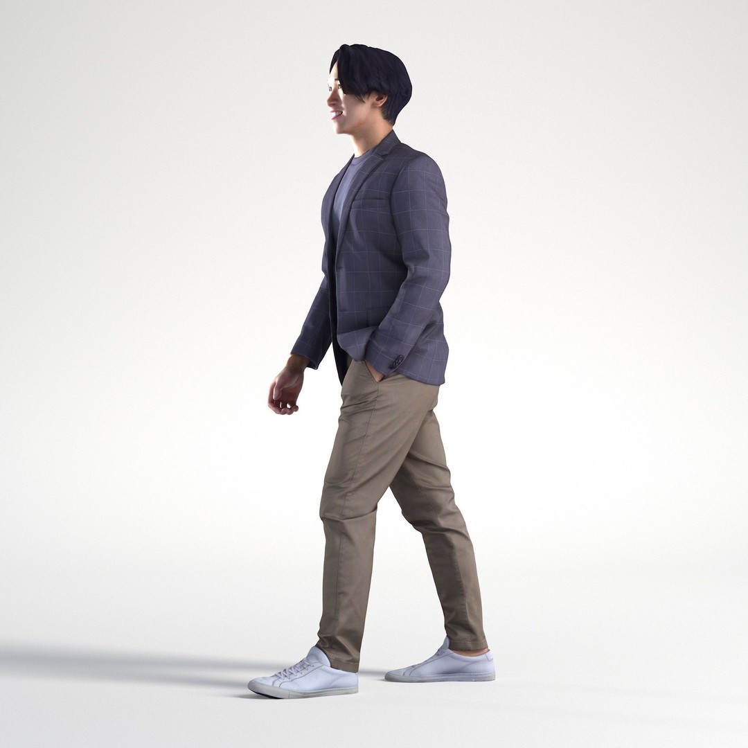Man Business Suit 3D Model – Low Poly Realistic Character, FBX - View 9